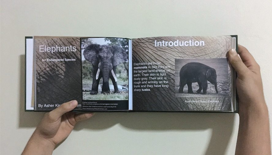 A Book Creator book that has been printed